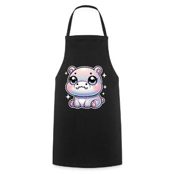Super Cute Kawaii Baby Hippo - Kochschürze - Schwarz - Vorne - AI Model Male 185 dark (185cm)