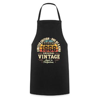 August 1968 Birthday August 1968 - August 1968 - Cooking Apron - black - Front - AI Model Male 185 dark (185cm)