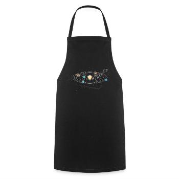 Turntable Vinyl Retro 70's 80's Planet - Cooking Apron - black - Front - AI Model Male 185 dark (185cm)