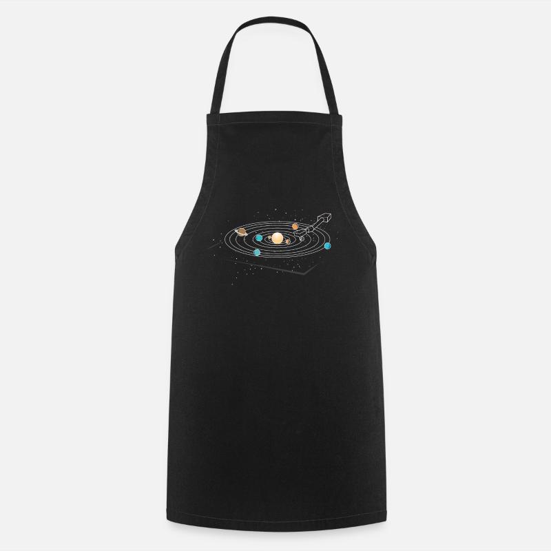 Turntable Vinyl Retro 70's 80's Planet - Cooking Apron - black