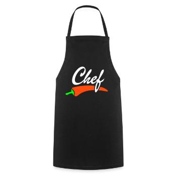 Chili Chefkoch Chef Koch Köchin Essen kochen logo - Kochschürze - Schwarz - Vorne - AI Model Male 185 dark (185cm)