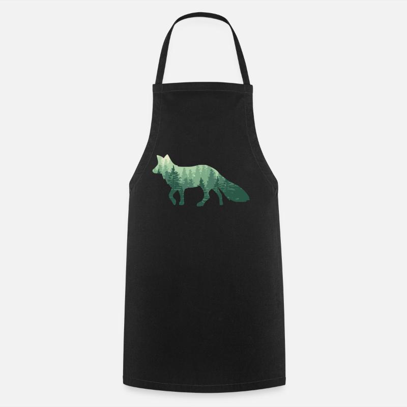 Renard forêt / renard avec forêt - Tablier de cuisine - noir