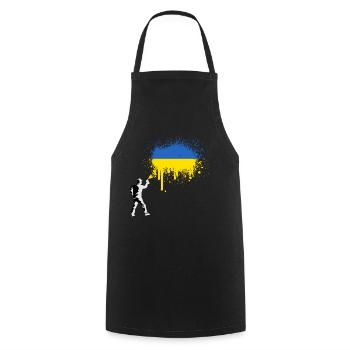 Drapeau Ukraine Drapeau rouge drapeau ukrainien - Tablier de cuisine - noir - Devant - AI Model Male 185 dark (185cm)
