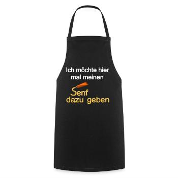 Senf dazu geben, Senf, Humor, Essen, Sauce, Gewürz - Kochschürze - Schwarz - Vorne - AI Model Male 185 dark (185cm)