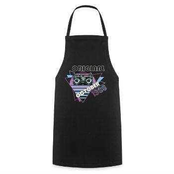 Vintage, 1988, 34e anniversaire, cadeau, cassette rétro - Tablier de cuisine - noir - Devant - AI Model Male 185 dark (185cm)