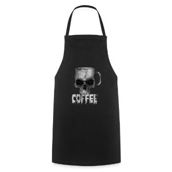 Heavy metal punk coffee skull - Cooking Apron - black - Front - AI Model Male 185 dark (185cm)