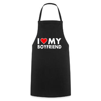 I love my boyfriend - Kochschürze - Schwarz - Vorne - AI Model Male 185 dark (185cm)