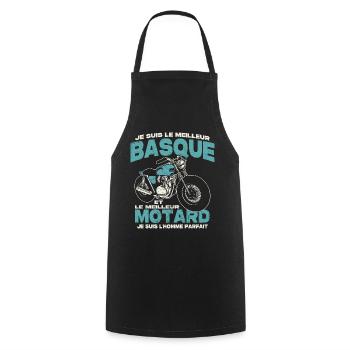 Le meilleur basque et le meilleur motard - Tablier de cuisine - noir - Devant - AI Model Male 185 dark (185cm)