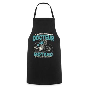 Le meilleur docteur et le meilleur motard - Tablier de cuisine - noir - Devant - AI Model Male 185 dark (185cm)