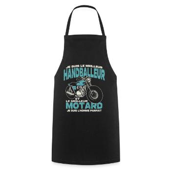 Le meilleur handballeur et le meilleur motard - Tablier de cuisine - noir - Devant - AI Model Male 185 dark (185cm)