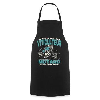 Le meilleur viticulteur et le meilleur motard - Tablier de cuisine - noir - Devant - AI Model Male 185 dark (185cm)
