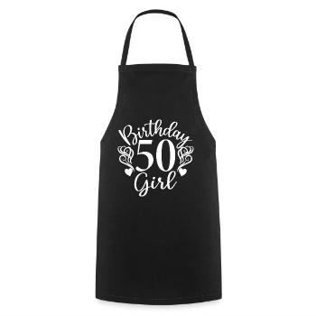 50e anniversaire Femmes Son anniversaire Fille 50 ans - Tablier de cuisine - noir - Devant - AI Model Male 185 dark (185cm)