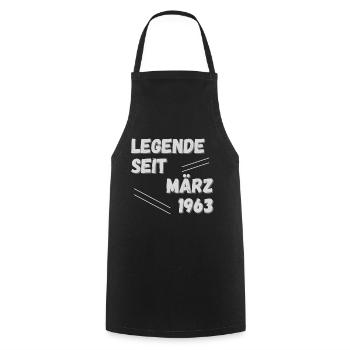 Legende seit März 1963 - Geburtstag - Kochschürze - Schwarz - Vorne - AI Model Male 185 dark (185cm)
