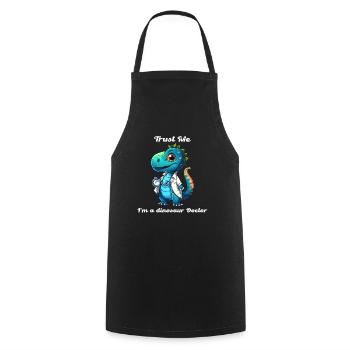 Little cute green dinosaur dressed up as a doctor. - Cooking Apron - black - Front - AI Model Male 185 dark (185cm)