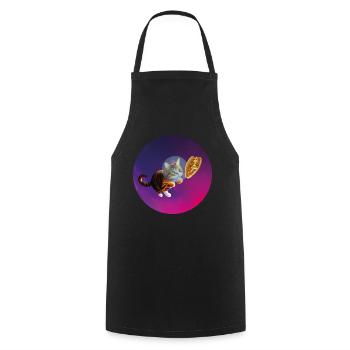 Funny Cute Naughty Cat Bengal Main Coon Space - Cooking Apron - black - Front - AI Model Male 185 dark (185cm)