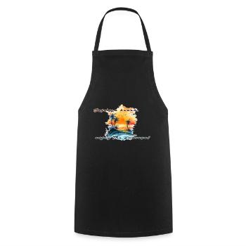 Lifes a beach enjoy the sunrise - Cooking Apron - black - Front - AI Model Male 185 dark (185cm)