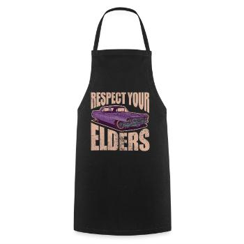 Respect your elders | classic vintage cars - Kochschürze - Schwarz - Vorne - AI Model Male 185 dark (185cm)