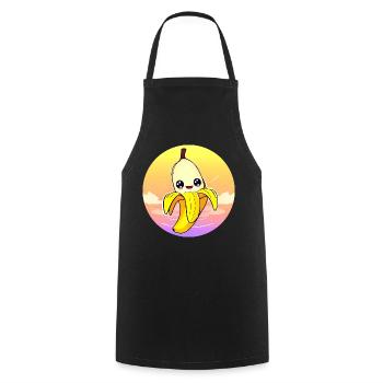 Sweet kawaii banana in sunset style - Cooking Apron - black - Front - AI Model Male 185 dark (185cm)