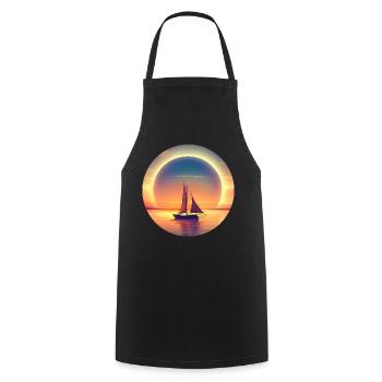 Naviguer au coucher du soleil - Tablier de cuisine - noir - Devant - AI Model Male 185 dark (185cm)