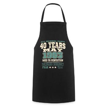 Aged to perfection may 1983 - 40 years old - Cooking Apron - black - Front - AI Model Male 185 dark (185cm)