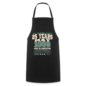 Aged to perfection may 1998 - 25 years old - Cooking Apron - black - Front - AI Model Male 185 dark (185cm)