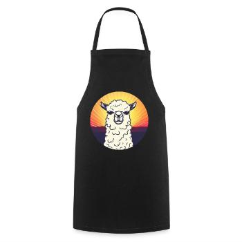 Lama Sonnenuntergang Design - Kochschürze - Schwarz - Vorne - AI Model Male 185 dark (185cm)