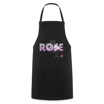 Rose rose blanc étymo d'origine latine fleur J.O - Tablier de cuisine - noir - Devant - AI Model Male 185 dark (185cm)