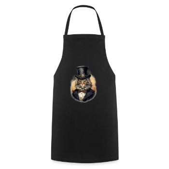 Chat dans 1800 ans style habillé noble baroque - Tablier de cuisine - noir - Devant - AI Model Male 185 dark (185cm)
