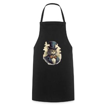 Chat dans 1800 ans style habillé noble baroque - Tablier de cuisine - noir - Devant - AI Model Male 185 dark (185cm)
