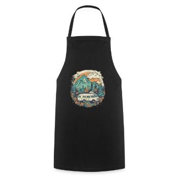 Nature Aventure Randonnée Camping Design - Tablier de cuisine - noir - Devant - AI Model Male 185 dark (185cm)