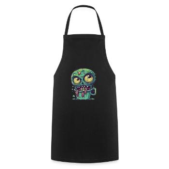 Halloween coffee mug - creepy coffee mug - Cooking Apron - black - Front - AI Model Male 185 dark (185cm)