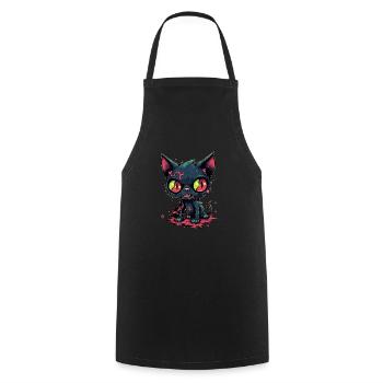 Halloween Zombie Katze - Niedliche gruselige Katze - Kochschürze - Schwarz - Vorne - AI Model Male 185 dark (185cm)