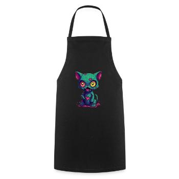 Halloween Zombie Katze - Niedliche gruselige Katze - Kochschürze - Schwarz - Vorne - AI Model Male 185 dark (185cm)