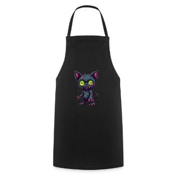 Halloween Zombie Katze - Niedliche gruselige Katze - Kochschürze - Schwarz - Vorne - AI Model Male 185 dark (185cm)