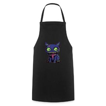 Halloween Zombie Katze - Niedliche gruselige Katze - Kochschürze - Schwarz - Vorne - AI Model Male 185 dark (185cm)