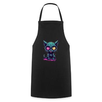 Halloween Zombie Katze - Niedliche gruselige Katze - Kochschürze - Schwarz - Vorne - AI Model Male 185 dark (185cm)