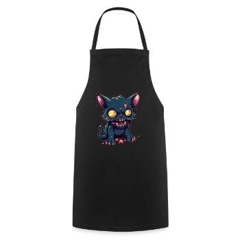 Halloween Zombie Katze - Niedliche gruselige Katze - Kochschürze - Schwarz - Vorne - AI Model Male 185 dark (185cm)