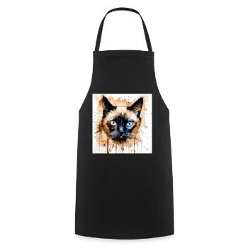 Distressed Grungy Punky Graffiti Cat XIX - Cooking Apron - black - Front - AI Model Male 185 dark (185cm)