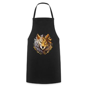 Wolf Wolf Head Gold Mystical Nature Wilderness Art - Tablier de cuisine - noir - Devant - AI Model Male 185 dark (185cm)