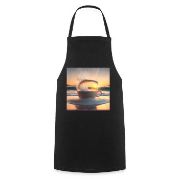 Tolle Tasse Kaffee, ungewöhnliches Design - Kochschürze - Schwarz - Vorne - AI Model Male 185 dark (185cm)