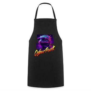 Cyberpunk lizard - Cooking Apron - black - Front - AI Model Male 185 dark (185cm)