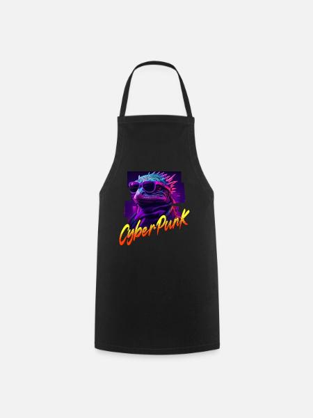 Cyberpunk-Eidechse - Kochschürze - Schwarz
