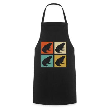 Retro Herpetologist Frog Owner Vintage Amphibian - Cooking Apron - black - Front - AI Model Male 185 dark (185cm)