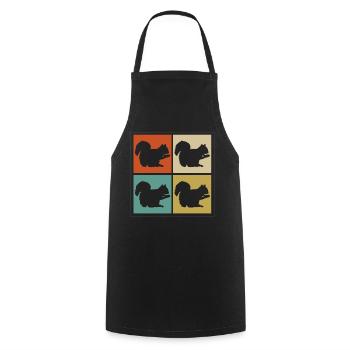Retro Squirrel Enthusiast Forest Animal Rodent Vin - Cooking Apron - black - Front - AI Model Male 185 dark (185cm)