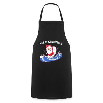 Merry Christmas Weihnachtsmann auf dem Surfbrett - Kochschürze - Schwarz - Vorne - AI Model Male 185 dark (185cm)