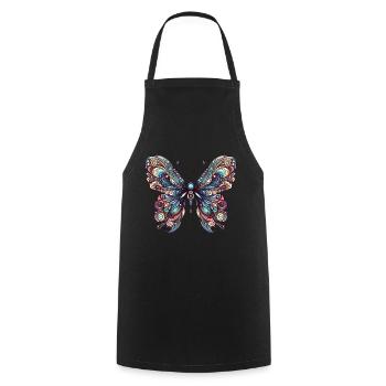 Schauriger Schmetterling mit Totenkopf - Kochschürze - Schwarz - Vorne - AI Model Male 185 dark (185cm)