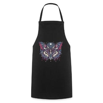 Schauriger Schmetterling mit Totenkopf - Kochschürze - Schwarz - Vorne - AI Model Male 185 dark (185cm)