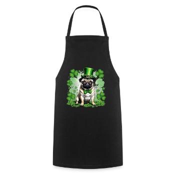 St. Patrick's Day Pug I Shamrock St Paddys Day Pug - Kochschürze - Schwarz - Vorne - AI Model Male 185 dark (185cm)