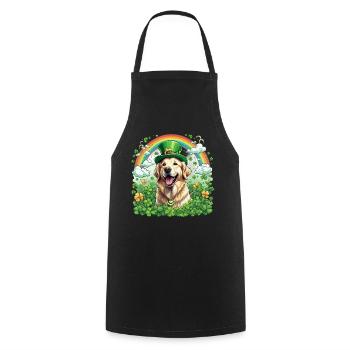 Chapeau vert et trèfle I Or de la Saint-Patrick - Tablier de cuisine - noir - Devant - AI Model Male 185 dark (185cm)