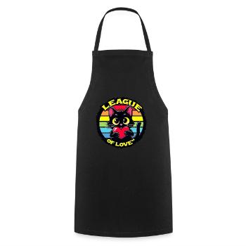 saint valentin chat mignon " league of love " - Tablier de cuisine - noir - Devant - AI Model Male 185 dark (185cm)
